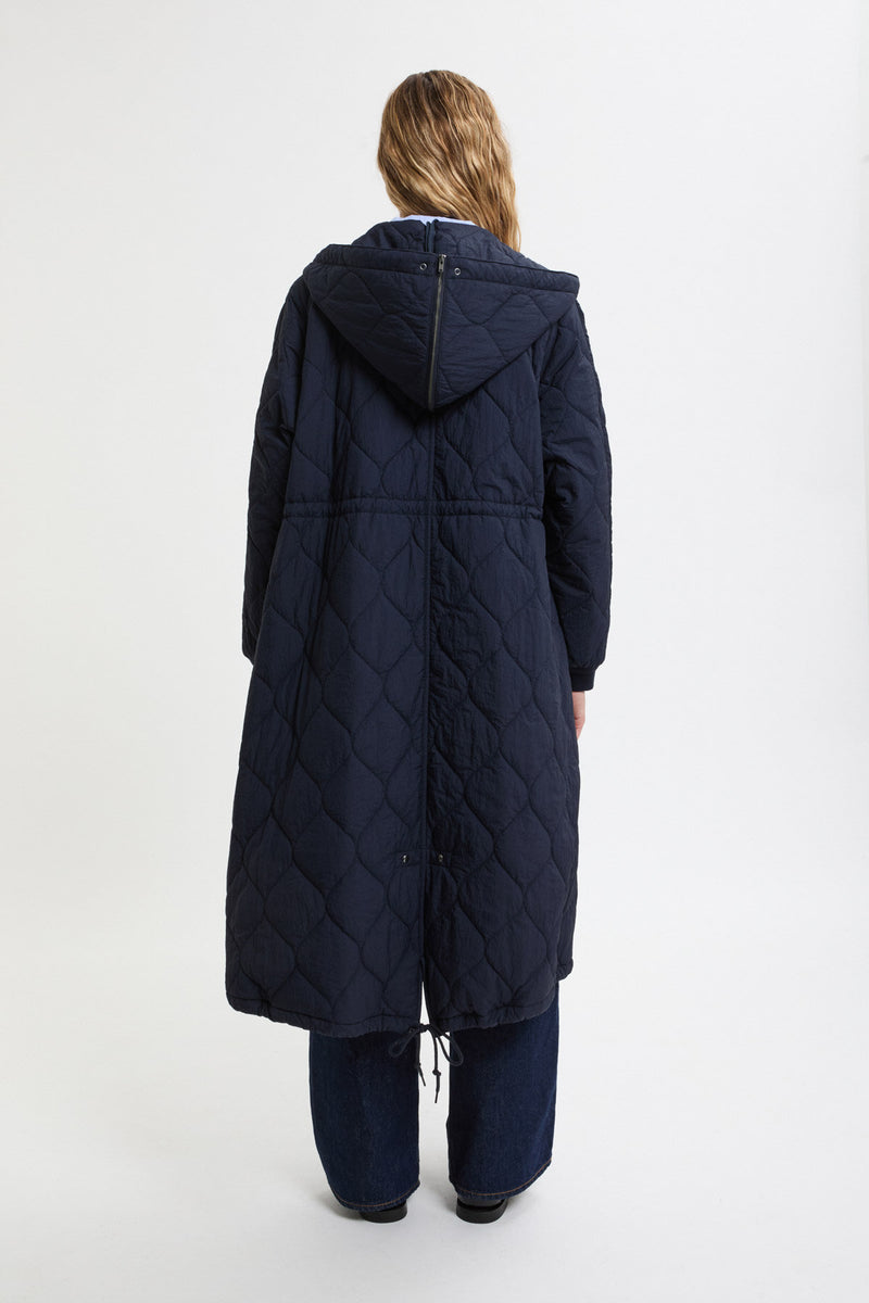 Nylon Quilted Hooded Coat