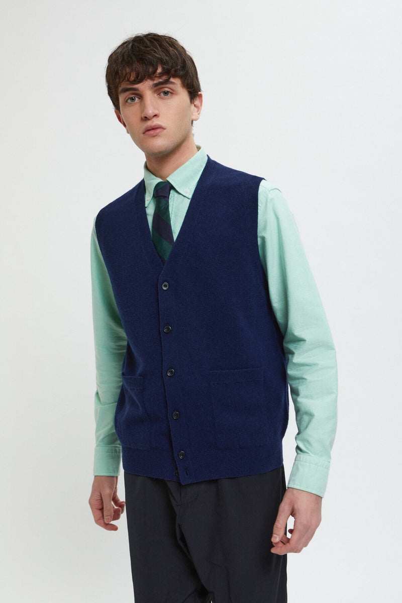 Button Knit Vest Solid