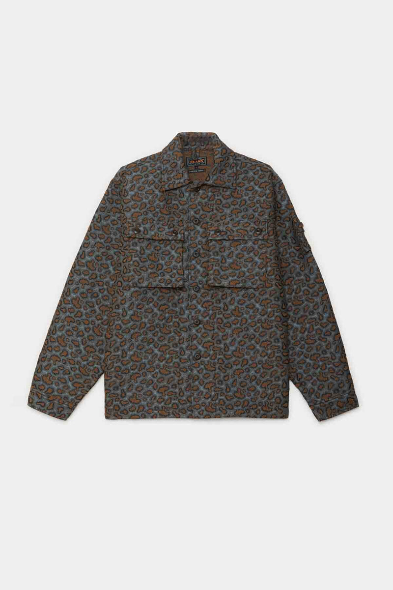 Military Shirt Jacket Camo Jacquard