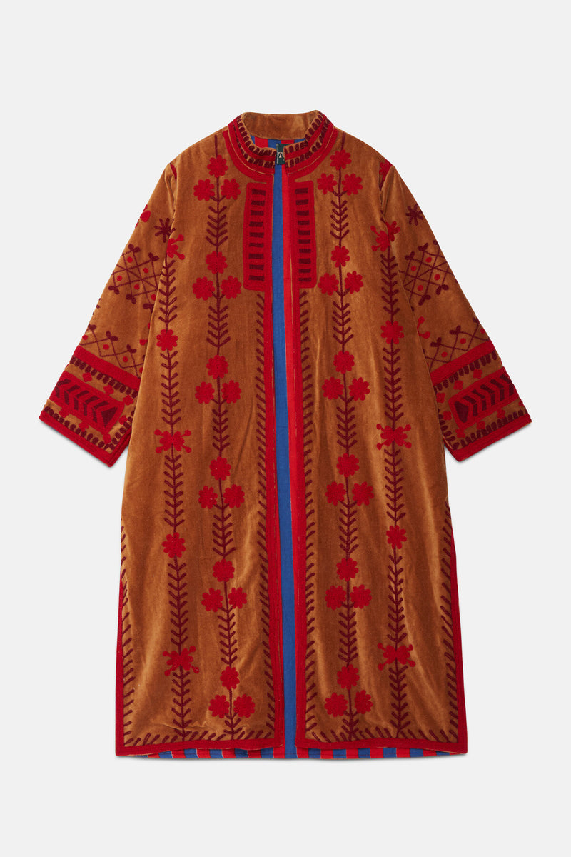 Long Velvet Embroidery Jacket