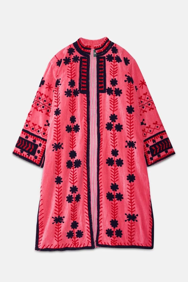 Long Velvet Embroidery Jacket