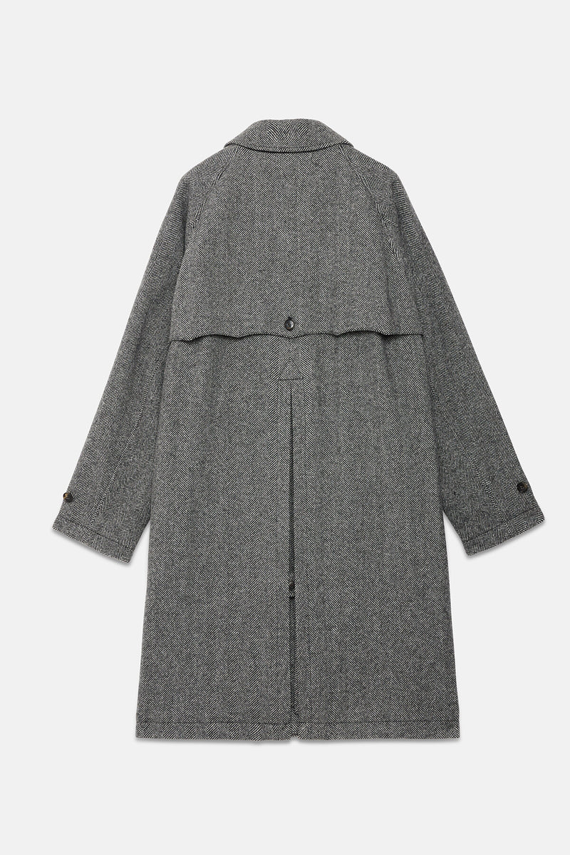 Pattern Wool Raglan Coat