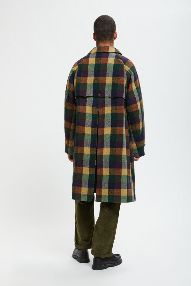 Pattern Wool Raglan Coat