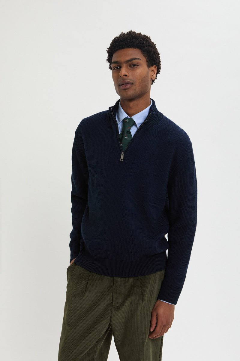 HALF-ZIP MOCK NECK JUMPER