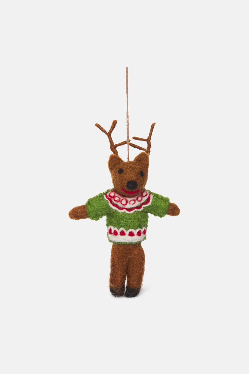 Handmade Felt Retro Reindeer Hanging Christmas Decoration