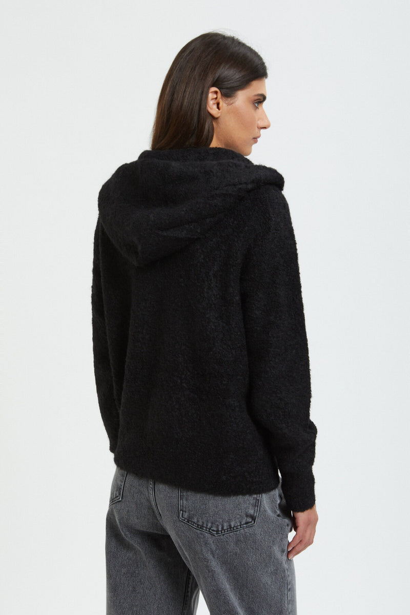 Long-sleeved cardigan with hood