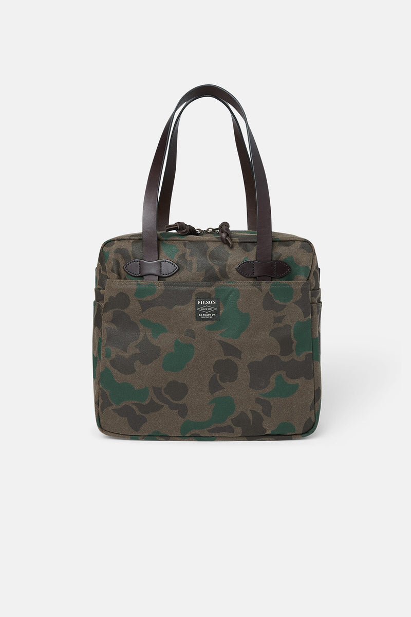 WAXED RUGGED TWILL TOTE BAG WITH ZIPPER