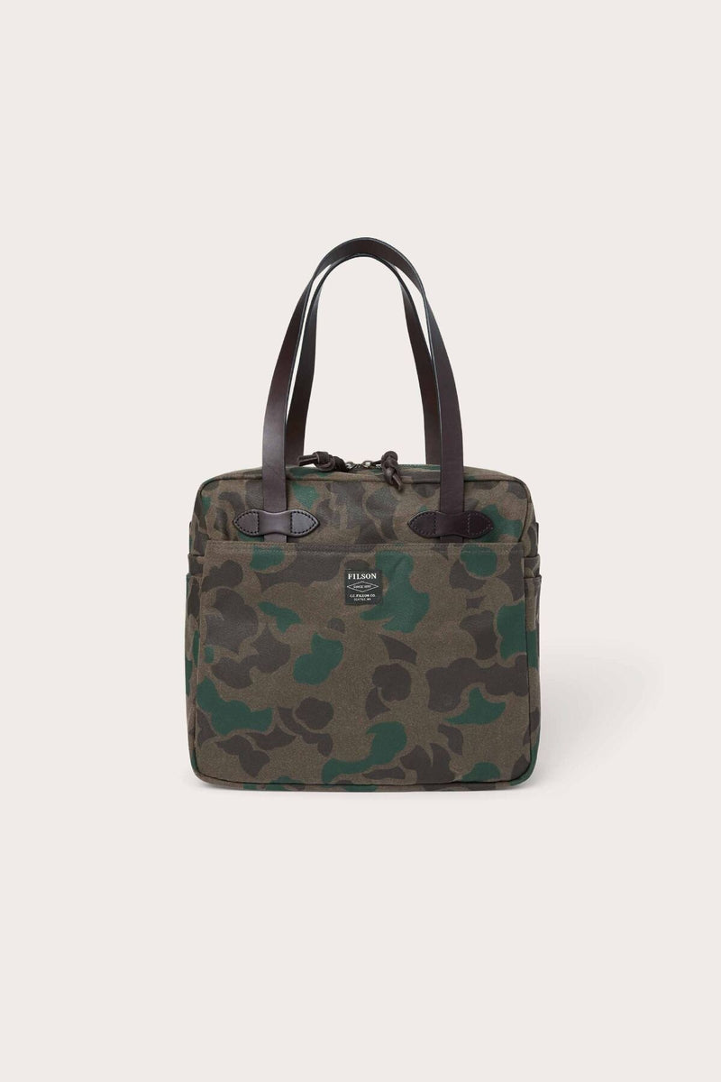 WAXED RUGGED TWILL TOTE BAG WITH ZIPPER