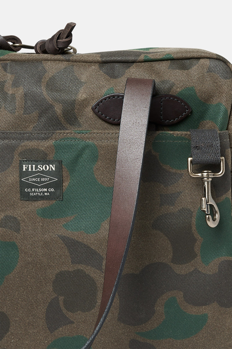 WAXED RUGGED TWILL TOTE BAG WITH ZIPPER