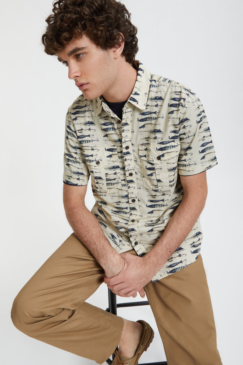 FILSON'S WASHED SHORT SLEEVE FEATHER CLOTH SHIRT