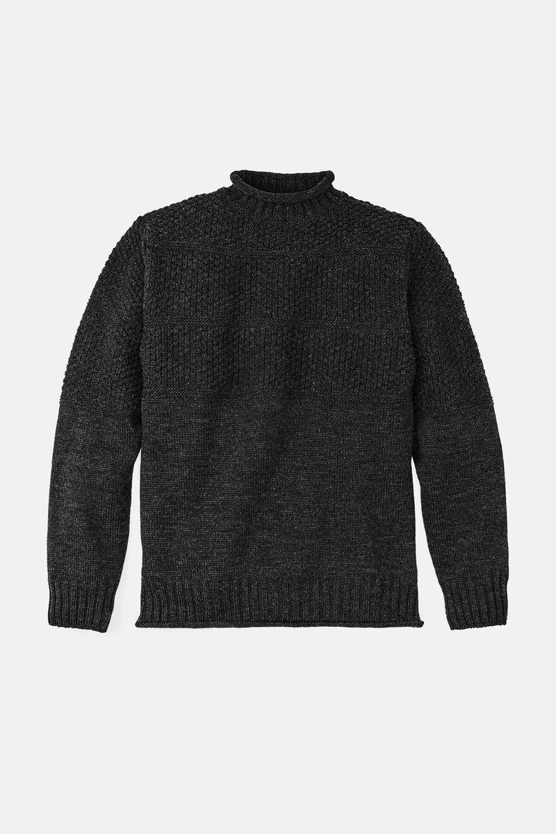 WOOL ROLL NECK FISHERMAN'S SWEATER