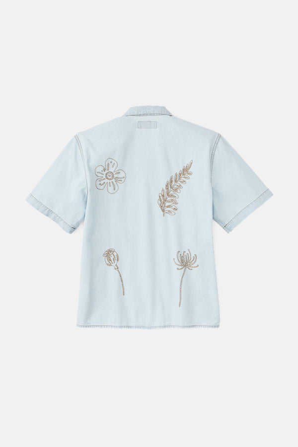 WOMEN’S SHORT SLEEVE EMBROIDERED CAMP SHIRT