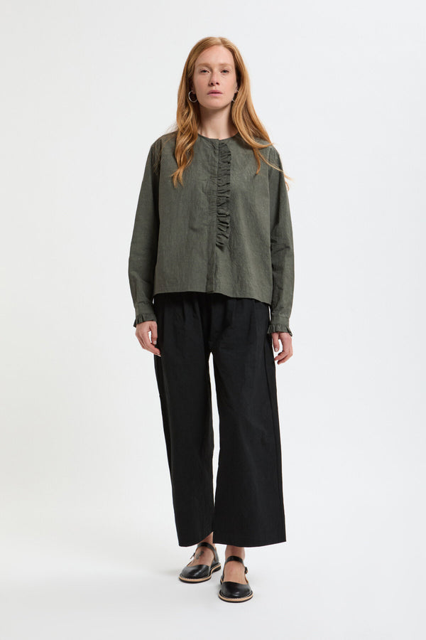 Cotton Linen Frill Blouse