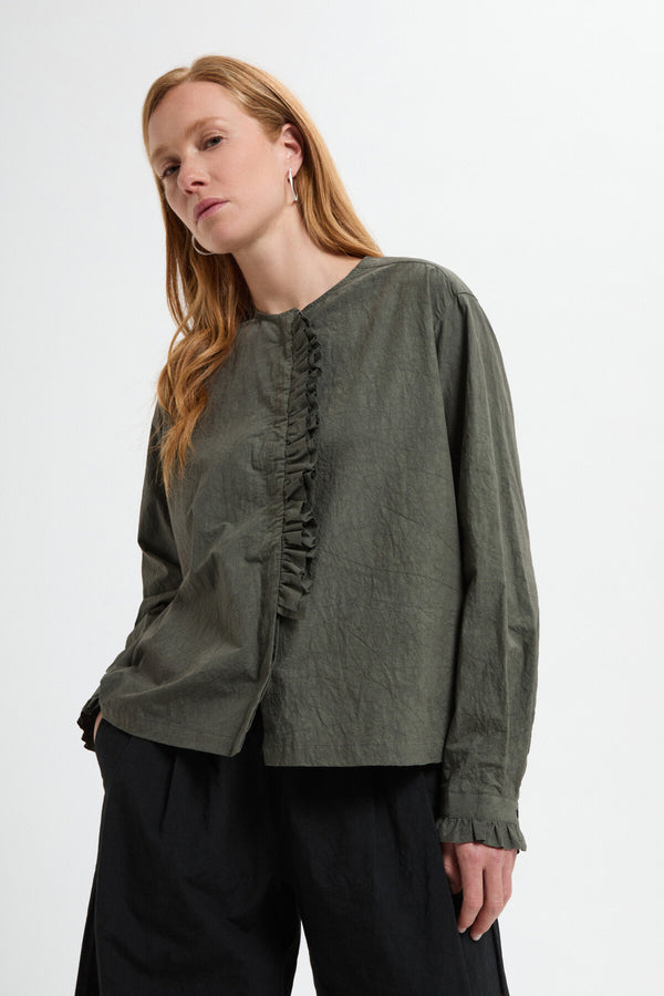 Cotton Linen Frill Blouse