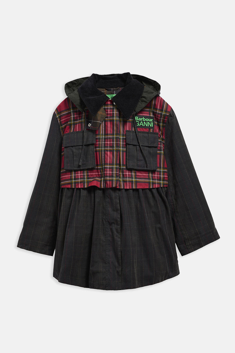 Barbour x GANNI Tartan Peplum Waxed Jacket
