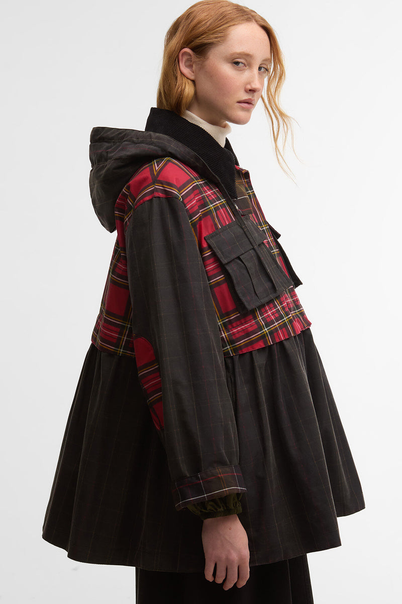 Barbour x GANNI Tartan Peplum Waxed Jacket