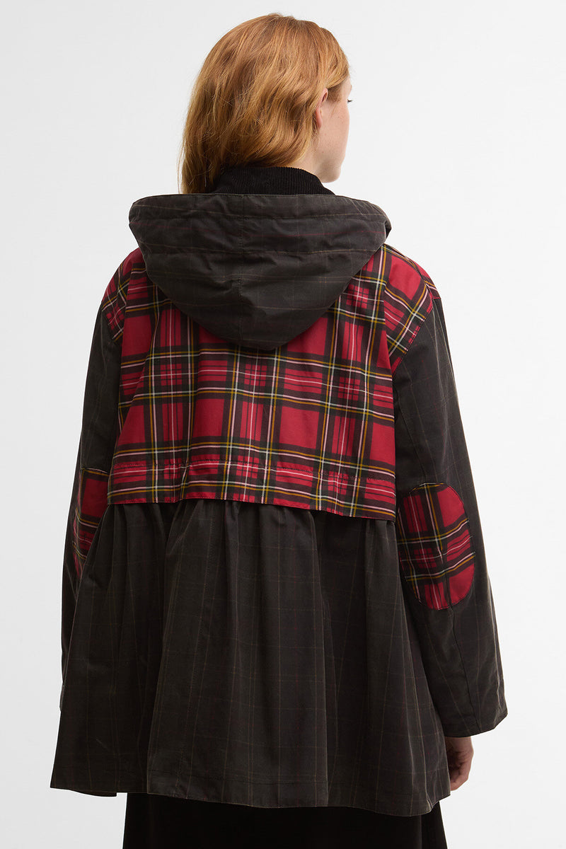 Barbour x GANNI Tartan Peplum Waxed Jacket