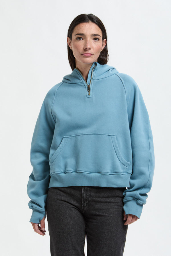 Cropped cotton hoodie