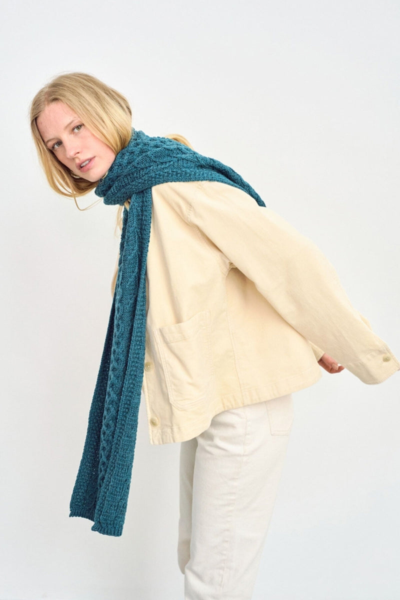 Kilconnell Plaited Aran scarf - Irish Sea