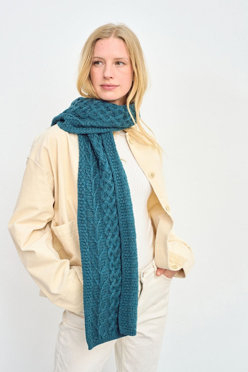 Kilconnell Plaited Aran scarf - Irish Sea