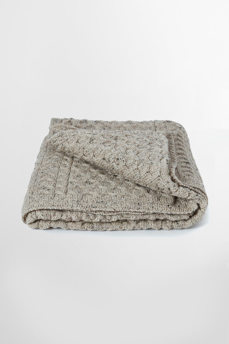 Bertra Aran Classic Wool Blanket - Flecked Oat