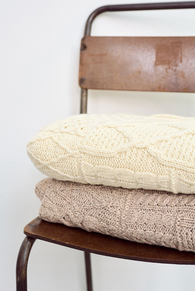 Keel Aran Patchwork Blanket - Oat