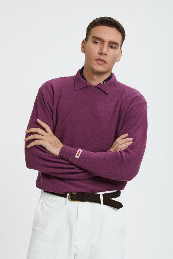 Rice Stitch Long Sleeve Polo