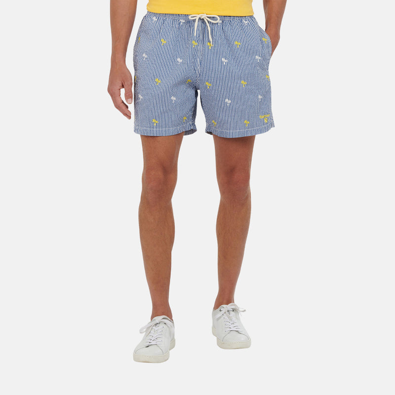 Palm Stripe Swim Short