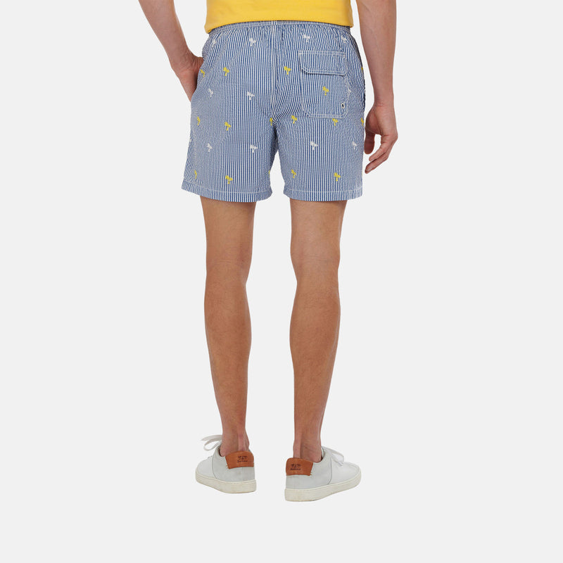 Palm Stripe Swim Short