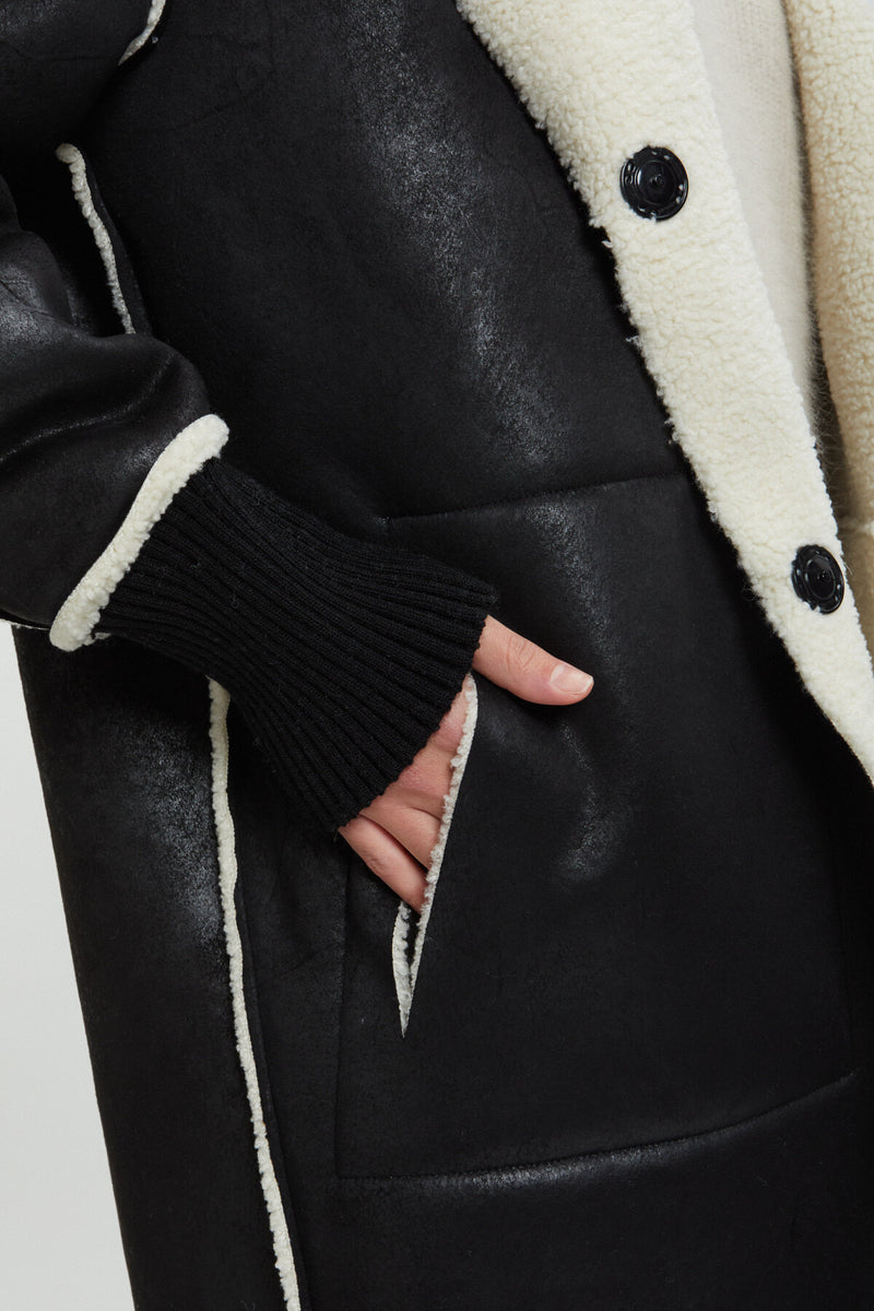 Bicolor Eco Shearling Coat